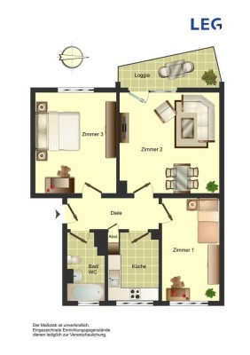 3-Zimmer-Wohnung in Unna Königsborn mit saniertem Badezimmer und Balkon