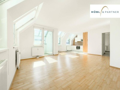 3,7% Mietrendite - großzügige 2-Zimmer-Dachgeschosswohnung | Eckloggia | Nähe U3 Hütteldorfer Straße
