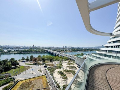 Helle Dachgeschosswohnung mit Panoramablick auf die Donauinsel