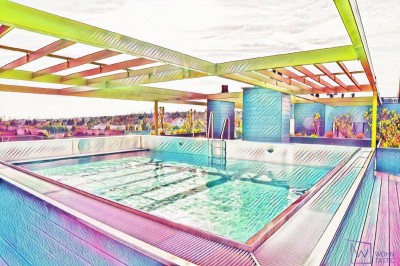 Pack die Badehose ein: Moderne 2-Zimmer-Wohnung mit Balkon &amp; Pool am Dach