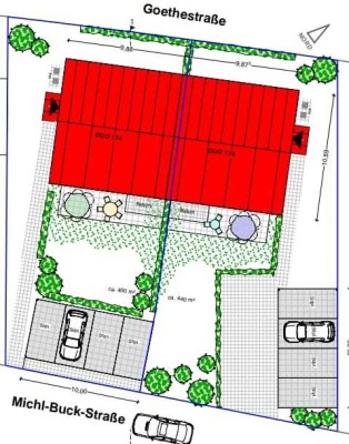 Doppelhaus mit 4 Eigentumswohnungen, Stellplätzen und Gartenbereich