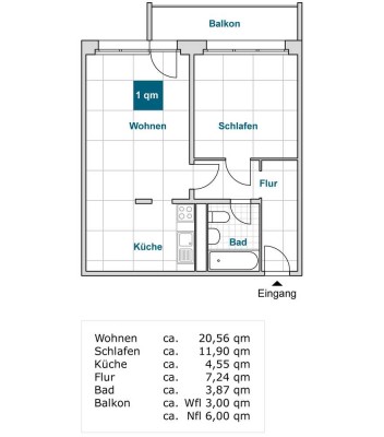 2-Zimmerwohnung mit Balkon und Aufzug!