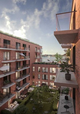 Großraumwohnung seitliche Wasserlage mit grosser Innenhofterrasse und Balkon