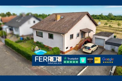 Bungalowtraum in Riedstadt-Leeheim: 8-Zimmer-Idylle mit Einliegerwohnung, Terrasse & Blick ins Grüne
