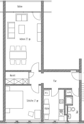 Erstbezug nach Sanierung: helle 2-Zi-Wohnung mit Balkon u. EBK in Karlsruhe