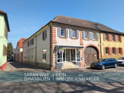 Großzügiges Wohnhaus mit flexibler Aufteilung und
Gewerbeeinheit in Haus-Hof Bauweise in Edesheim