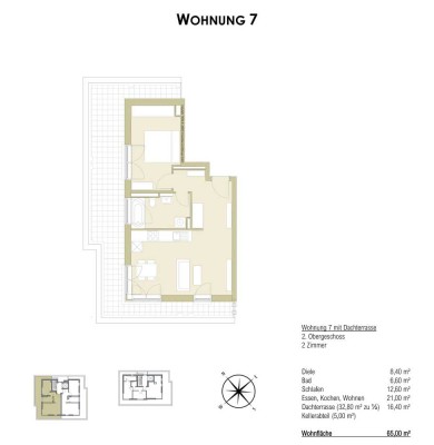 Promenandenensemble "Truderinger Wald" - 2-Zimmer-Dachterrassenwohnung - Whg 7