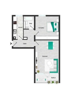 Moderne 2-Zimmer-Wohnung mit Balkon in München