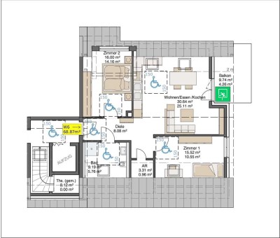 Neubau Dachgeschoss Wohnung mit 3 Zimmern und Südbalkon in Dettingen u. Teck