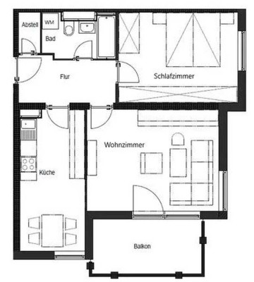 Helle 2-Zimmer Wohnung mit Balkon in Pforzheim Weststadt