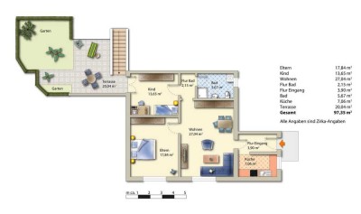 EG Wohnung mit Gartenterrasse