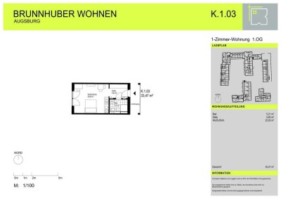 Helles 1-Zimmer Loft in Augsburg-Oberhausen