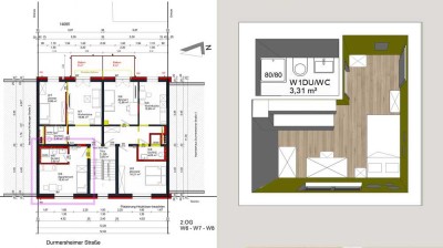 Erstbezug 1-Zi.-Wohnung perfekt für Pendler, Studierende oder Singels.