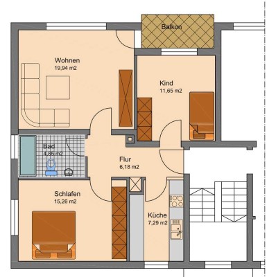 3-Zimmer-Wohnung mit Balkon in Meßstetten