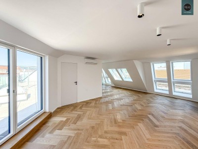 Elevate 1090 – Erstbezug: Luxus Dachgeschoss - Maisonette Wohnung (klimatisiert) mit großer Dachterrasse nahe U6 Alser Straße, AKH!