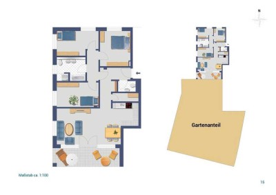 Traumhafte 4-Zimmer-Neubauwohnung mit 384 m² Gartenanteil