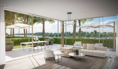 Große Terrasse ca. 80 m² - Exklusive Neubauwohnung am Schlosspark mit Rheinblick (WE 5)