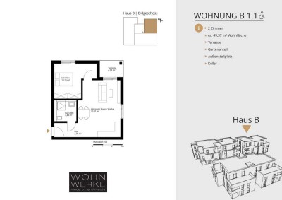 Whg B 1.1. - 2 Zimmer - Erdgeschoss mit 83 m² Gartenanteil - barrierefrei