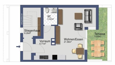 Zweizimmer Maisonette mit Dachterrasse - ab 1. Jänner in Franking - Heizung inklusive