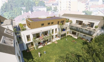 Moderne - energieeffiziente Balkon Wohnung mit Blick ins Grüne und eigenem Gartenanteil - zu kaufen in 2340 Mödling