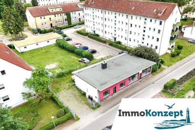 Zentrale ca. 93m² barrierearme 4-Zi. Whg. mit überd. Terr.  & zusätzlichen Mieteinnahmen in Wolgast!