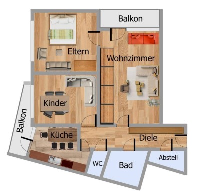 3-Zimmer-Wohnung in zentraler Lage