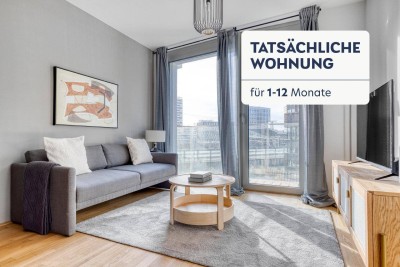 Traumblick über Wien, Belview Tower mit Gym, Wellness &amp; Lounge, 2 Zimmer + Balkon, 4. Stock, U-Bahn(VIE252)