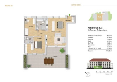 ***Neubau 3 Zi.-Wohnung im EG, WE 2c-2 als Erstbezug mit Terrasse***