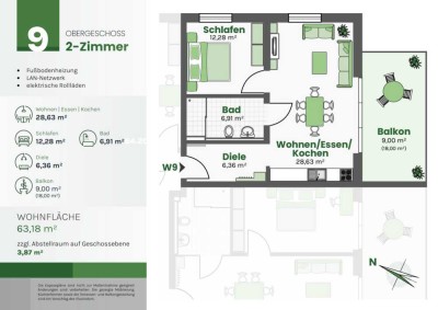 Erstbezug: 2-Zimmer-Wohnung (OG) mit EBK, Balkon (Wohnung 9)