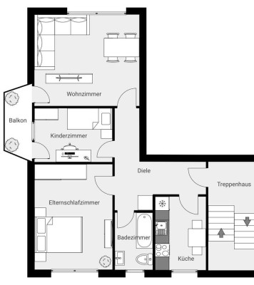 Frisch sanierte 3-Zimmer-Dachgeschoss-Wohnung mit Balkon in Rheinnähe in Köln-Langel