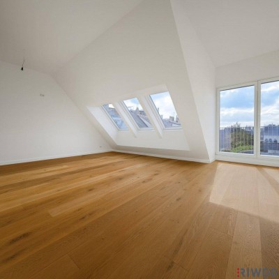 ERSTBEZUG | DG-Terrassenwohnung mit 3 Zimmern | Klima &amp; Luftwärmepumpe | Tiefgaragenplatz | Nähe Liesing &amp; Riverside