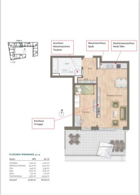 Helle & Geräumige 2-Zimmer-Wohnung in Freiham – Küche & Möbel zum Kauf verfügbar