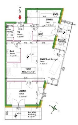 3 Zimmer Wohnung mit 2 Balkonen und Garagenplatz nähe Alte Donau