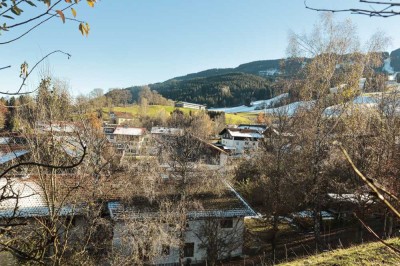 große Wohnung mit Garten und Ausblick über den Dächern von Nesselwang