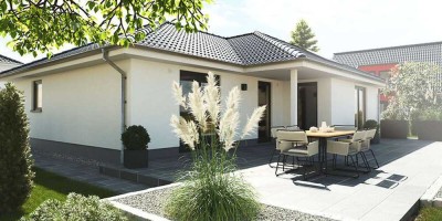 Winkelbungalow 108 massiv gebaut, Preis inkl. Grundstück