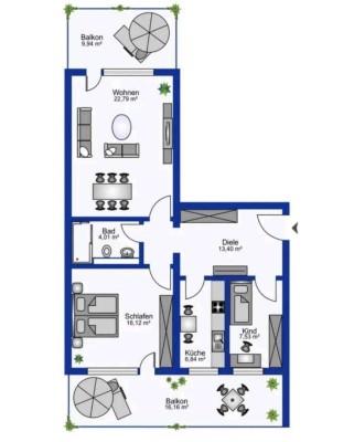 5 Min. zum Main! 3-Zimmer Whg. In zentraler Lage mit zwei großzügigen Balkonen und TG-Stellplatz