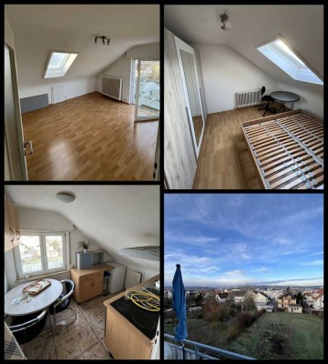 2-Zimmer DG-Wohnung mit Balkon, Küche, teilmöbliert