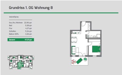 Neubau! 1,5 ZKB Appartement mit Balkon & TG