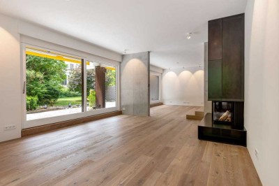 Luxuriös sanierte 3-Zimmer-Terrassenwohnung mit Kamin am Schwabinger Bach