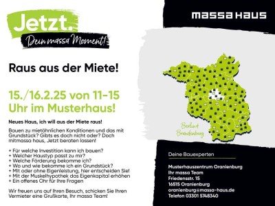 RAUS AUS DER MIETE massa haus INFOTAG am 15/16.02.25 von 11-15 Uhr in Oranienburg