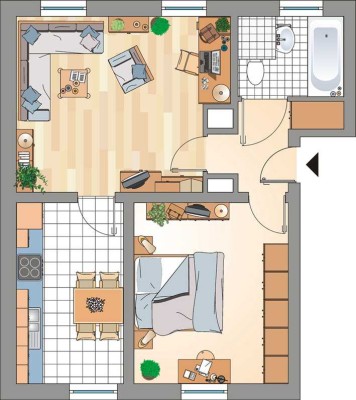2,5-Zimmer-Wohnung mit modernem neuem Wannenbad