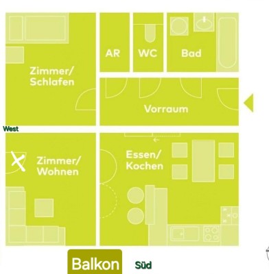 55qm 2 Zi Wohnung zum 1.5.25 verfügbar