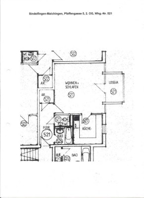sonnige 1-Zimmer Wohnung in zentraler ruhiger Lage, OG,  Sindelfingen (gepflegt)