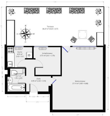 Ab 15.11.2025: Exklusive 2-Zimmer Penthouse-Wohnung mit Balkon in Milbertshofen