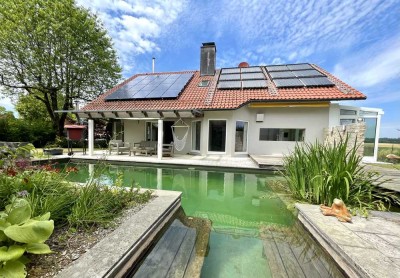 Wie ein Spa im Grünen - zum Sonne tanken - Wärmepumpe, PV, Solarthermie