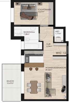 KfW 40 förderfähig WHG 15: Moderne Zweizimmer-Whg mit Balkon im begehrten Braunschweig-nähe Ölpersee