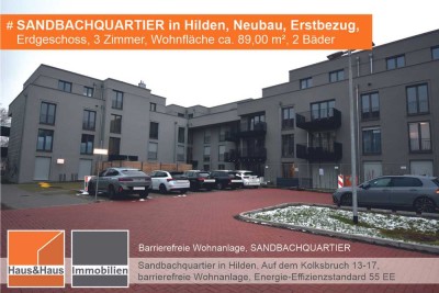 #barrierefrei Wohnen im Neubau SANDBACHQUARTIER, Hilden, EG 3 Zi, 89,00 m², Terrasse