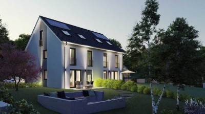 Moderne, hochwertige und effiziente DHH-Villa auf einem sonnigen Grundstück in begehrter Wohnlage