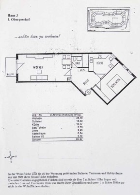 Großzügige 2-Zi.-Whg mit ca. 70qm WFL, Diele, WZ., Schlafz., EBK, W-Bad, W-Balk. in ruhiger Lage FFB