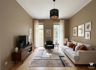 Lichtdurchflutete 2-Zimmer-Altbauwohnung mit Balkon ins Grüne – Innenhof-Ruhelage | U3 Johnstraße | Lift vorhanden